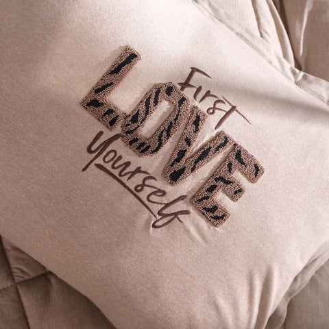 Karaca Home Motto lit simple Cotton Comfort Set/kit de couchage Beige