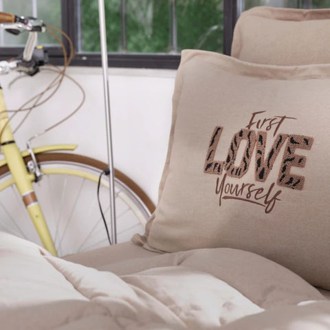Karaca Home Motto lit simple Cotton Comfort Set/kit de couchage Beige