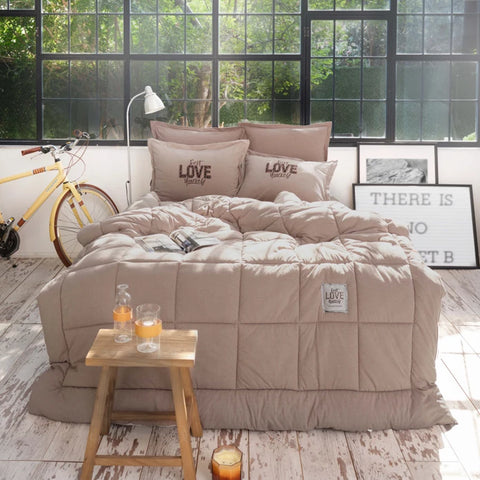 Karaca Home Motto lit simple Cotton Comfort Set/kit de couchage Beige