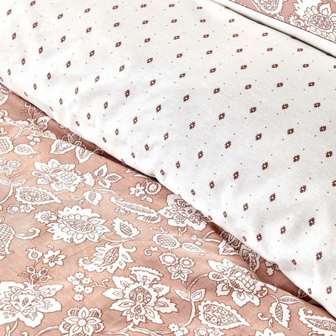 Parure de Lit Simple Ajustée Karaca Home Celerina Rose 100 % Coton