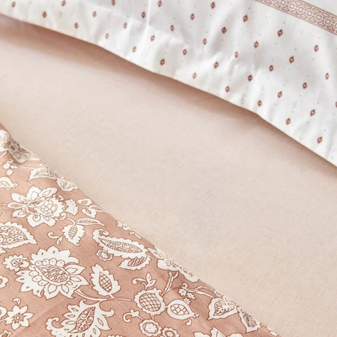 Parure de Lit Simple Ajustée Karaca Home Celerina Rose 100 % Coton