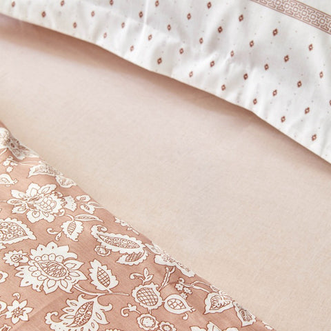 Parure de Lit Simple Ajustée Karaca Home Celerina Rose 100 % Coton