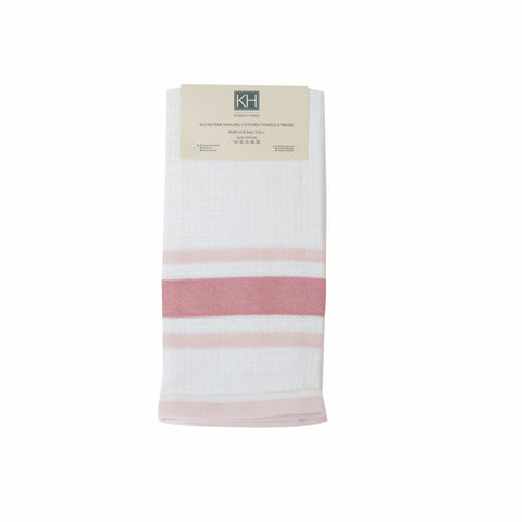 Karaca Home Swiss Serviette de Cuisine Rose 2 Pièces 100% Coton 60x40 cm