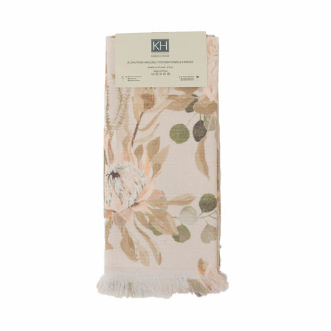 Karaca Home Garden Serviette de Cuisine Beige 2 Pièces 100% Coton 60x40 cm