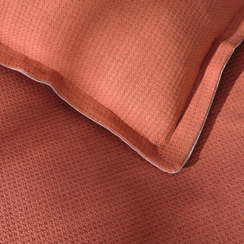 Karaca Home Palermo Terracotta Parure de Housse de Couette Double Teintée dans la Masse avec Couvre-lit