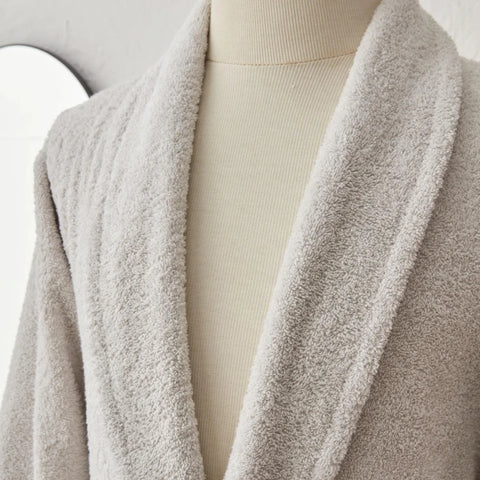 Karaca Home Carli 100% Coton Set de Bain Familial 4 Pièces Peignoir/Serviette de Tête - Poudre Gris