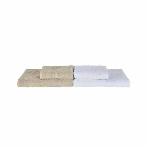 Ensemble de serviettes de visage et de bain Karaca Home Vinos 4 pièces, Beige