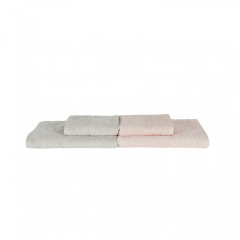 Karaca Home Vinos Ensemble de Serviettes de Bain et de Tête 4 Pièces Poudré