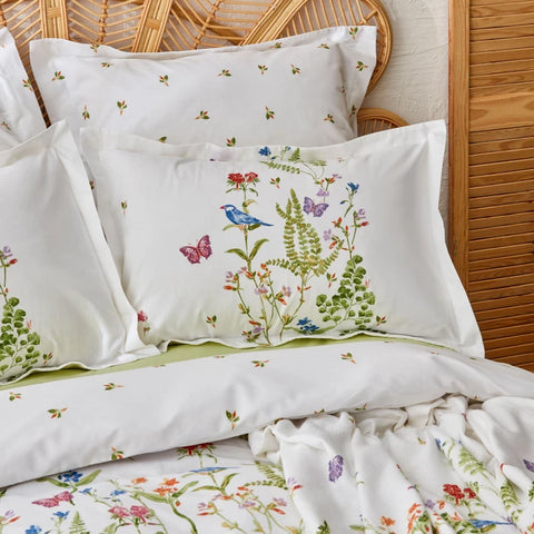 Karaca Home Nadia Housse de Couette 100% Coton Double avec Plaid Offert Vert