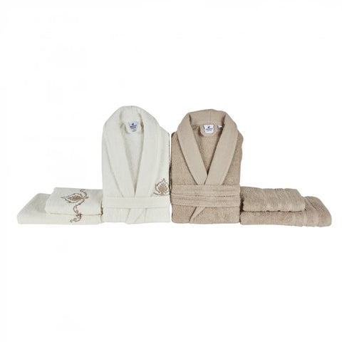 Karaca Home Desma Set de Bain Familial Blanc Beige