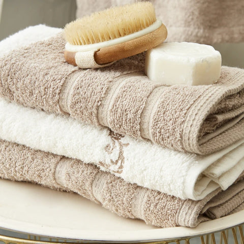 Karaca Home Desma Set de Bain Familial Blanc Beige