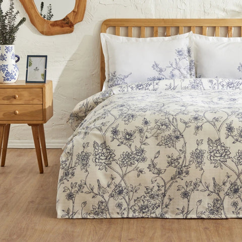 Karaca Home Reese Ensemble de Plaid en Coton Simple Bleu