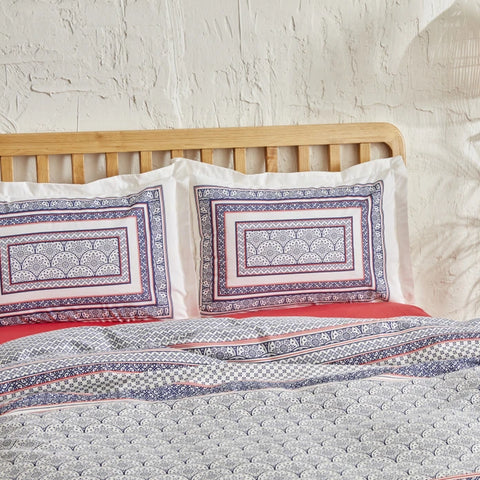 Karaca Home Navy Ensemble de Plaid en Coton Simple Indigo