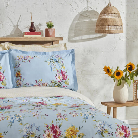 Ensemble de Literie Karaca Home Jolie 100 % Coton Pour Lit Double Bleu