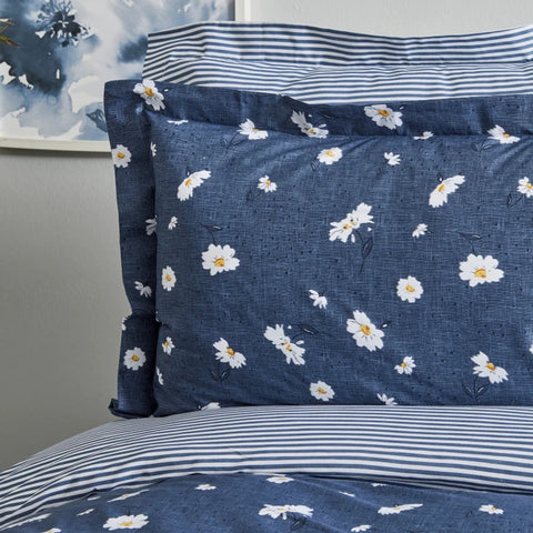 Karaca Home Daisy Housse de Couette 100% Coton Taille Simple Indigo