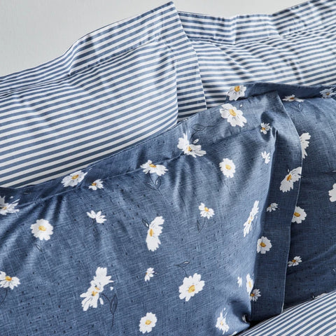 Karaca Home Daisy Housse de Couette 100% Coton Taille Simple Indigo