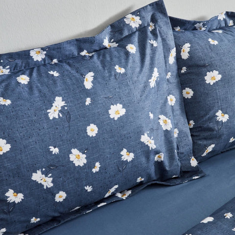Karaca Home Daisy Housse de Couette 100% Coton Taille Simple Indigo