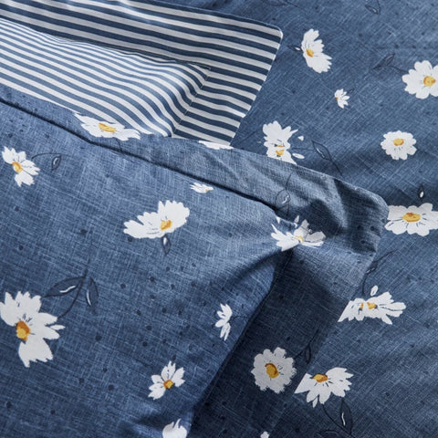 Karaca Home Daisy Housse de Couette 100% Coton Taille Simple Indigo