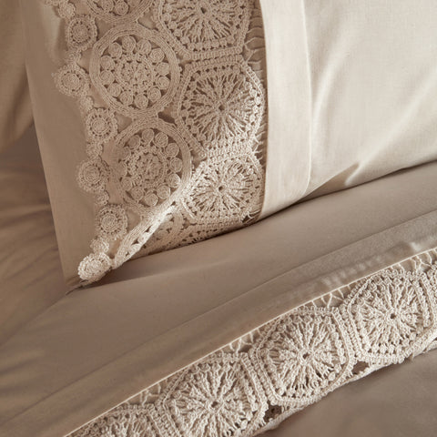 Karaca Home Belinda 6-delige huwelijks bedlinnenset ecru