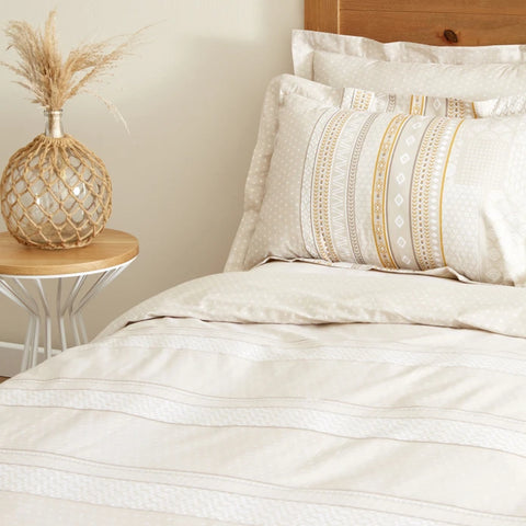 Karaca Home Keira Housse de Couette 100% Coton Double Beige
