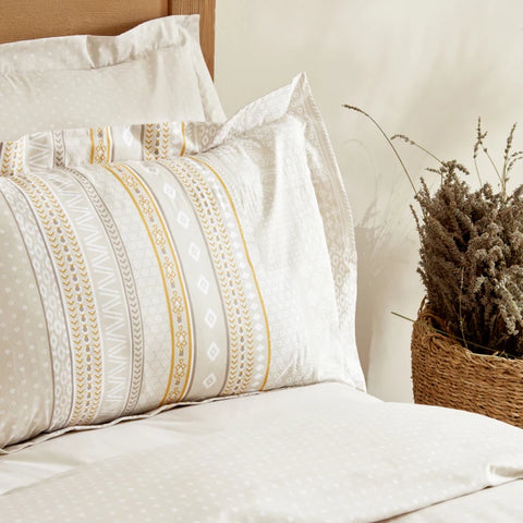 Karaca Home Keira Housse de Couette 100% Coton Double Beige