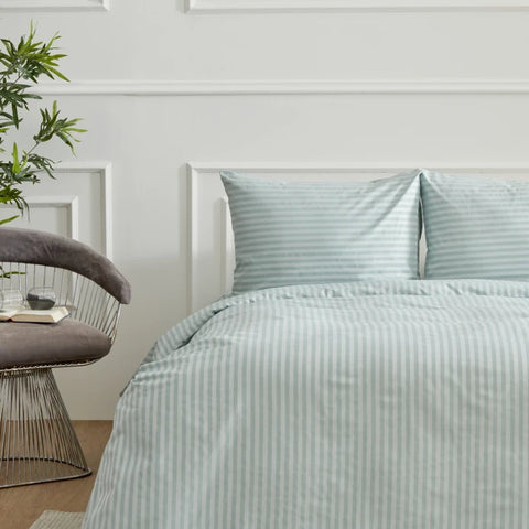 Karaca Home Josef Housse de Couette Rayée Satin Double Taille Menthe