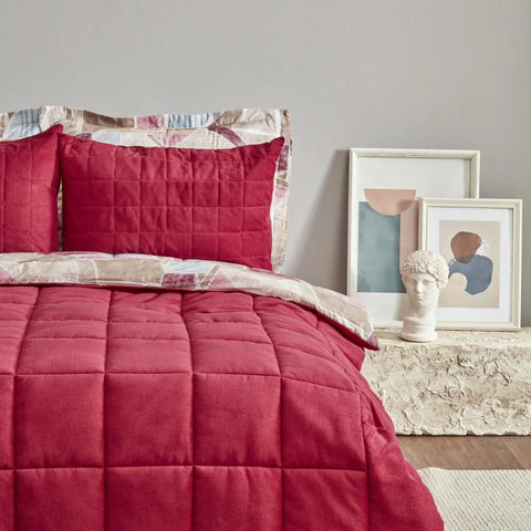 Karaca Home Lydia Set Confort Stripe Double Bordeaux