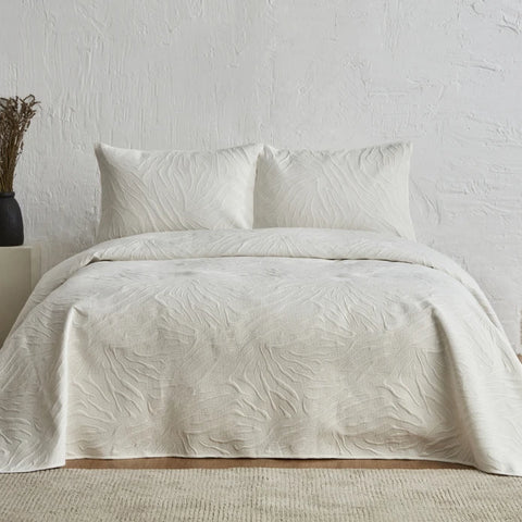 Karaca Home Sonnia Ensemble Couvre-lit Double Écru