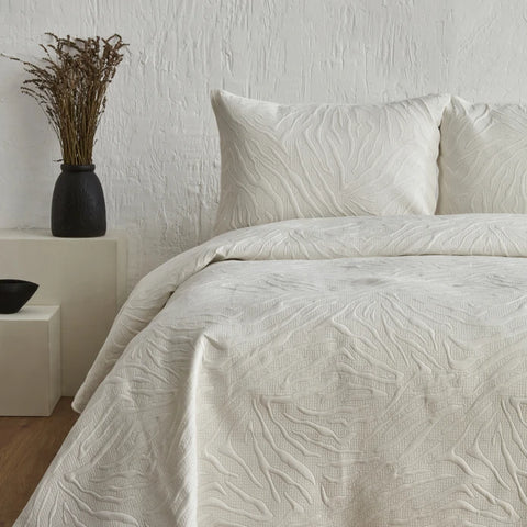 Karaca Home Sonnia Ensemble Couvre-lit Double Écru