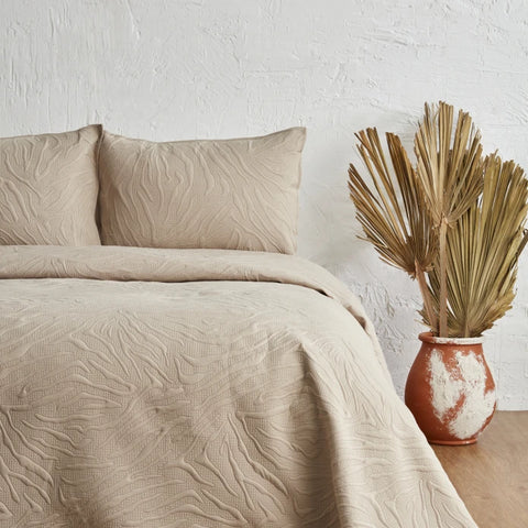 Karaca Home Sonnia Ensemble Couvre-lit Double Beige
