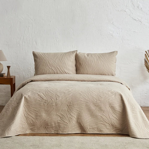 Karaca Home Sonnia Ensemble Couvre-lit Double Beige
