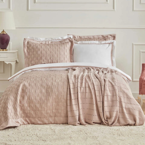 Karaca Home White Collection Bride Carina Coffret Mariage 8 Pièces 80 Fils 100 % Coton Rose Poudré