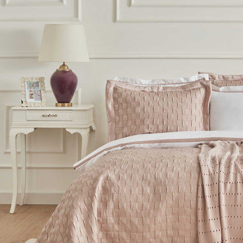 Karaca Home White Collection Bride Carina Coffret Mariage 8 Pièces 80 Fils 100 % Coton Rose Poudré