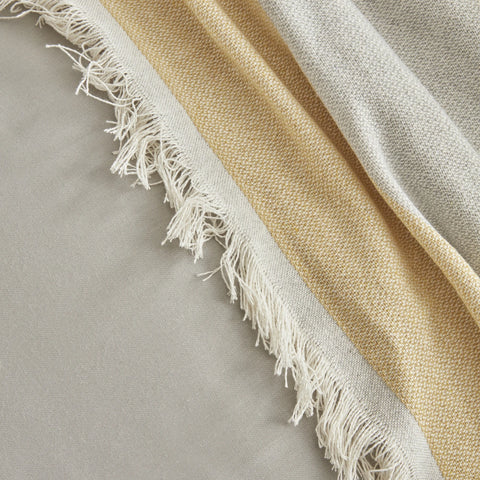 Karaca Home Nevada lit double Crème Housse de couette Jacquard Couvre-lit Set jaune moutarde