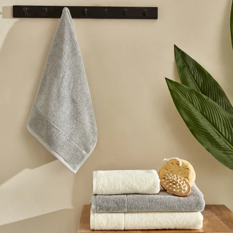 Karaca Home Doana Ensemble de Serviette de Bain Offwhite-Gris