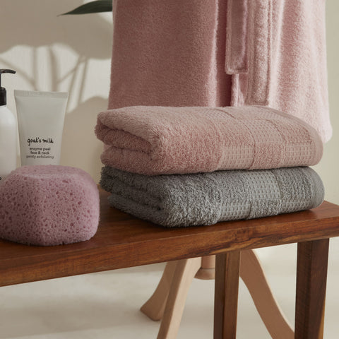 Karaca Home Santos Set de Salle de Bain Familial 4 Pièces Poudré-Gris