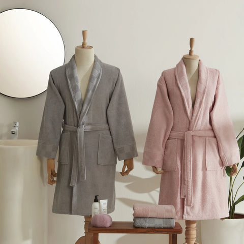 Karaca Home Santos Set de Salle de Bain Familial 4 Pièces Poudré-Gris