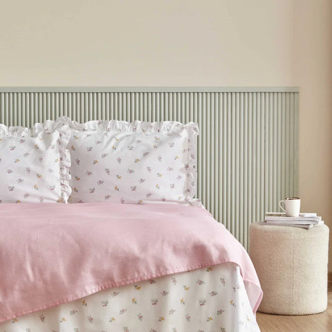 Karaca Home Lidya Ensemble de Plaid 100% Coton Double Taille Poudré