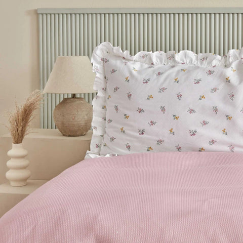 Karaca Home Lidya Ensemble de Plaid 100% Coton Double Taille Poudré