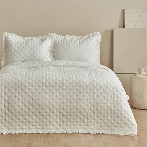 Karaca Home Viona Ensemble de Couverture Simple Écrue