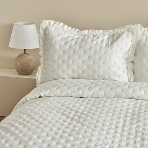 Karaca Home Viona Ensemble de Couverture Simple Écrue