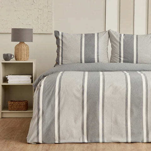 Sarah Anderson Fennel Housse de Couette Double avec Fil Teint Anthracite