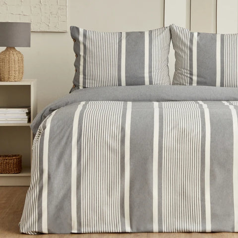 Sarah Anderson Fennel Housse de Couette Double avec Fil Teint Anthracite