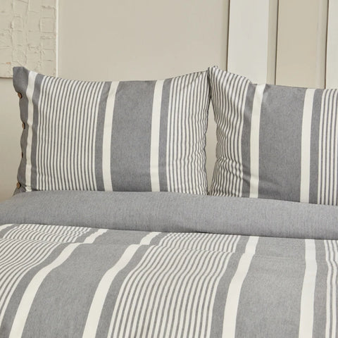 Sarah Anderson Fennel Housse de Couette Double avec Fil Teint Anthracite