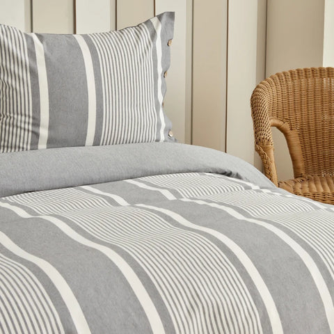 Sarah Anderson Fennel Housse de Couette Double avec Fil Teint Anthracite