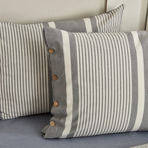 Sarah Anderson Fennel Housse de Couette Double avec Fil Teint Anthracite