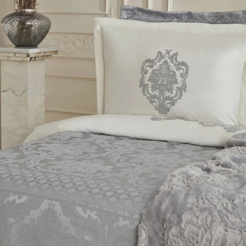Karaca Home Tuğba 8 Pièces Ensemble de Linge de Lit Private Silver