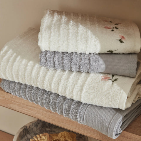 Set de bain Karaca Home Allen 100% Coton 6 pièces pour famille Crème Gris