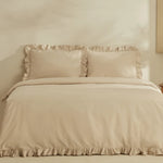 Karaca Home Pure Ruffle Housse de Couette 100% Coton Double Taille Ivoire