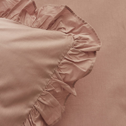 Karaca Home Ensemble de Housse de Couette Pure Ruffle 100% Coton Taille Double Poudré